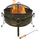 Sunnydaze Large Cauldron Outdoor Fire Pit with Spark Screen