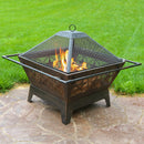 Sunnydaze 32" Northern Galaxy Square Outdoor Fire Pit with Cooking Grate & Spark Screen
