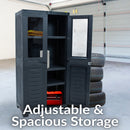 Sunnydaze Plastic Lockable Storage Cabinet with 3 Adjustable Shelves