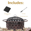 Sunnydaze Crossweave Wood-Burning Fire Pit with Spark Screen and Poker