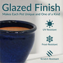 Sunnydaze Chalet Glazed Ceramic Planter with Drainage Holes - Set of 2