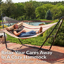 Sunnydaze 2-Person Quilted Fabric Double Hammock with Pillow