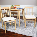 Sunnydaze Set of 2 Slat-Back Dining Chairs - Natural with Beige Cushions