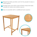 Sunnydaze Teak Wooden Bar Table - 31" Square