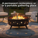 Sunnydaze 42" Large Cosmic Fire Pit with Moon and Stars Design