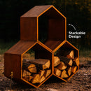 Sunnydaze Rustic Hexagon Firewood Storage - 30"
