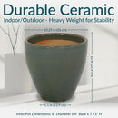 Sunnydaze Resort Glazed Ceramic Planter with Drainage Holes - Set of 2