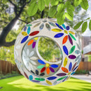Sunnydaze Round Mosaic Glass Hanging Bird Feeder - 6"