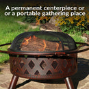 Sunnydaze Crossweave Wood-Burning Fire Pit with Spark Screen and Poker