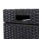 Sunnydaze Wicker Outdoor Trash Cans with Lids - Set of 2 - 26 Gal. and 15 Gal.