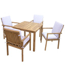 Sunnydaze Rodanthe 5-Piece Outdoor Dining Table Set with Chairs and Cushions