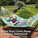 Sunnydaze 2-Person Quilted Fabric Double Hammock with Pillow