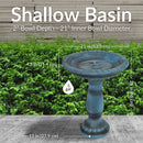 Sunnydaze Façade du Soleil Reinforced Concrete Bird Bath - 26"