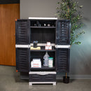 Sunnydaze 3-Shelf Plastic Lockable Storage Cabinet - 57.5" - Charcoal w/ Gray Trim