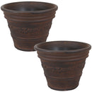 Sunnydaze Laurel Indoor and Outdoor Resin Planter, Rust Finish, 13-Inch Diameter
