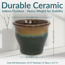 Sunnydaze Round Glazed Ceramic Planter with Drainage