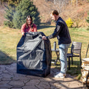 Sunnydaze Bronze Steel Outdoor Fireplace with Log Storage - 35" H