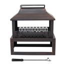 Sunnydaze Bronze Steel Outdoor Fireplace with Log Storage - 35" H