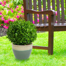 Sunnydaze Round Glazed Ceramic Planter with Drainage