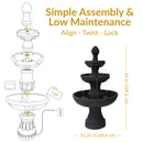Sunnydaze Flower Blossom Outdoor Electric 3-Tier Water Fountain - 43" H