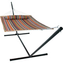 Sunnydaze 2-Person Freestanding Quilted Fabric Hammock with Stand - 12 or 15 Foot Stand Option - Canyon Sunset