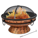 Sunnydaze Royal Cauldron Outdoor Fire Pit with Handles, Spark Screen, & Poker Tool - Copper Look - 30-Inch