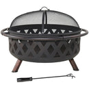 Sunnydaze Crossweave Wood-Burning Fire Pit with Spark Screen and Poker