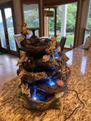 Sunnydaze 5-Step Rock Falls Tabletop Water Fountain with LED Lights - 14"