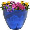 Sunnydaze Round Glazed Ceramic Planter with Drainage