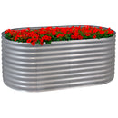 Sunnydaze Stackable Galvalume Steel Raised Garden Bed - Oval