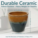 Sunnydaze Chalet Glazed Ceramic Planter with Drainage Holes - Set of 2