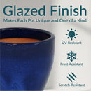 Sunnydaze Resort Glazed Ceramic Planter with Drainage Holes - Set of 2
