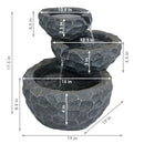 Sunnydaze 3-Tier Chiseled Basin Solar Powered Fountain for Garden, Patio, Yard or Balcony - Polyresin
