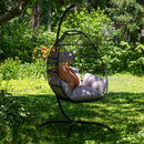 Delaney Outdoor Hanging Egg Chair with Stand and Seat Cushions