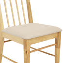 Sunnydaze Set of 2 Slat-Back Dining Chairs - Natural with Beige Cushions