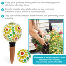 Sunnydaze Mosaic Glass Plant Watering Globe with Clay Spike