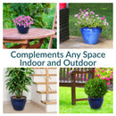 Sunnydaze Round Glazed Ceramic Planter with Drainage