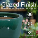 Sunnydaze Round Glazed Ceramic Planter with Drainage