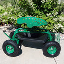 Sunnydaze Rolling Garden Cart with Work Seat and Basket