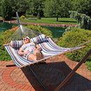Sunnydaze 2-Person Quilted Fabric Double Hammock with Pillow