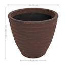 Sunnydaze Polyresin Ribbed Outdoor Plant Pot - Rust
