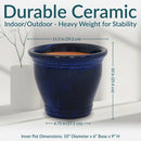 Sunnydaze Studio Glazed Ceramic Planter with Drainage Holes - Set of 2