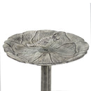 Sunnydaze Bird and Blossom Metal Bird Bath - Antique Gray - 13"