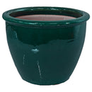 Sunnydaze Round Glazed Ceramic Planter with Drainage