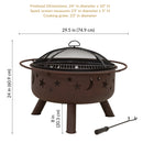 Sunnydaze 30" Cosmic Cooking Fire Pit with Grill Grate & Spark Screen
