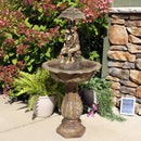 Sunnydaze Lovers Umbrella Solar-Powered Fountain with Battery Backup and Lights - 43"