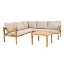 Sunnydaze 4-Piece Wood Patio Furniture Set – L-Shaped Outdoor Sofa Set