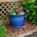 Sunnydaze Round Glazed Ceramic Planter with Drainage