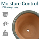 Sunnydaze Chalet Glazed Ceramic Planter with Drainage Holes - Set of 2
