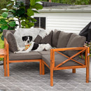 Sunnydaze 4-Piece Wood Patio Furniture Set – L-Shaped Outdoor Sofa Set